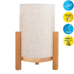 Lampe de table à accu MATILDA H 32cm beige naturel LED intégrée intensité variable capteur tactile