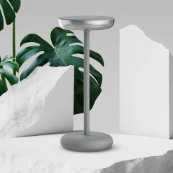 Lampe de table à accu PASI intérieur extérieur métal plastique gris intensité variable tactile fonction mémoire hauteur 26cm