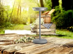 Lampe de table à accu PASI intérieur extérieur métal plastique gris intensité variable tactile fonction mémoire hauteur 26cm