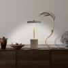 Lampe de table à accu 'SETA' grise 30 cm de haut en métal et béton, avec LED fixe