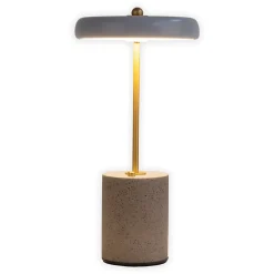 Lampe de table à accu 'SETA' grise 30 cm de haut en métal et béton, avec LED fixe