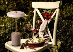 Lampe de table à accu 'SETA' grise 30 cm de haut en métal et béton, avec LED fixe