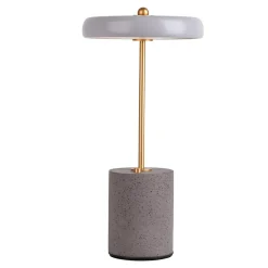 Lampe de table à accu 'SETA' grise 30 cm de haut en métal et béton, avec LED fixe