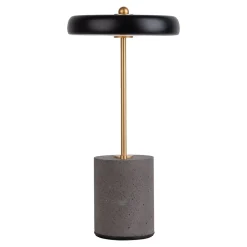 Lampe de table à accu 'SETA' noire hauteur 30 cm en métal et béton, avec LED fixe
