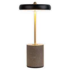 Lampe de table à accu 'SETA' noire hauteur 30 cm en métal et béton, avec LED fixe