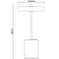 Lampe de table à accu 'SETA' noire hauteur 30 cm en métal et béton, avec LED fixe