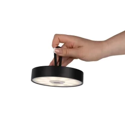 Lampe de table LED à accu magnétique pour l'extérieur et l'intérieur, en métal et plastique noir, hauteur 36 cm