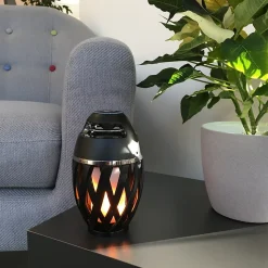 Lampe de table LED 'Muna' avec haut-parleur Bluetooth pour l'extérieur, en plastique noir, avec LED intégrée, hauteur 16,5 cm