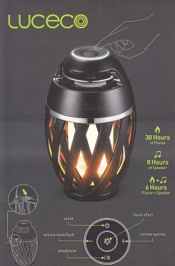 Lampe de table LED 'Muna' avec haut-parleur Bluetooth pour l'extérieur, en plastique noir, avec LED intégrée, hauteur 16,5 cm