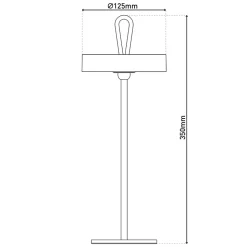 Lampe de table LED rechargeable magnétique 'ELLA' pour l'extérieur et l'intérieur, en métal et plastique gris, hauteur 35 cm