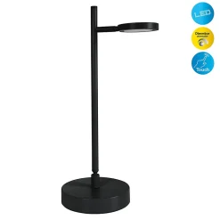 Lampe de table LED rechargeable LUPA 45cm aluminium noir et plastique blanc LED intégrées intensité variable capteur tactile