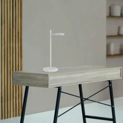 Lampe de table LED rechargeable LUPA 45cm aluminium blanc et plastique blanc LED intégrées intensité variable capteur tactile