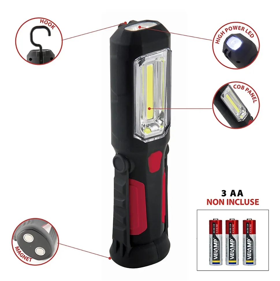 Lampe de travail COB LED 3W avec aimant + crochet. 200 Lumen
