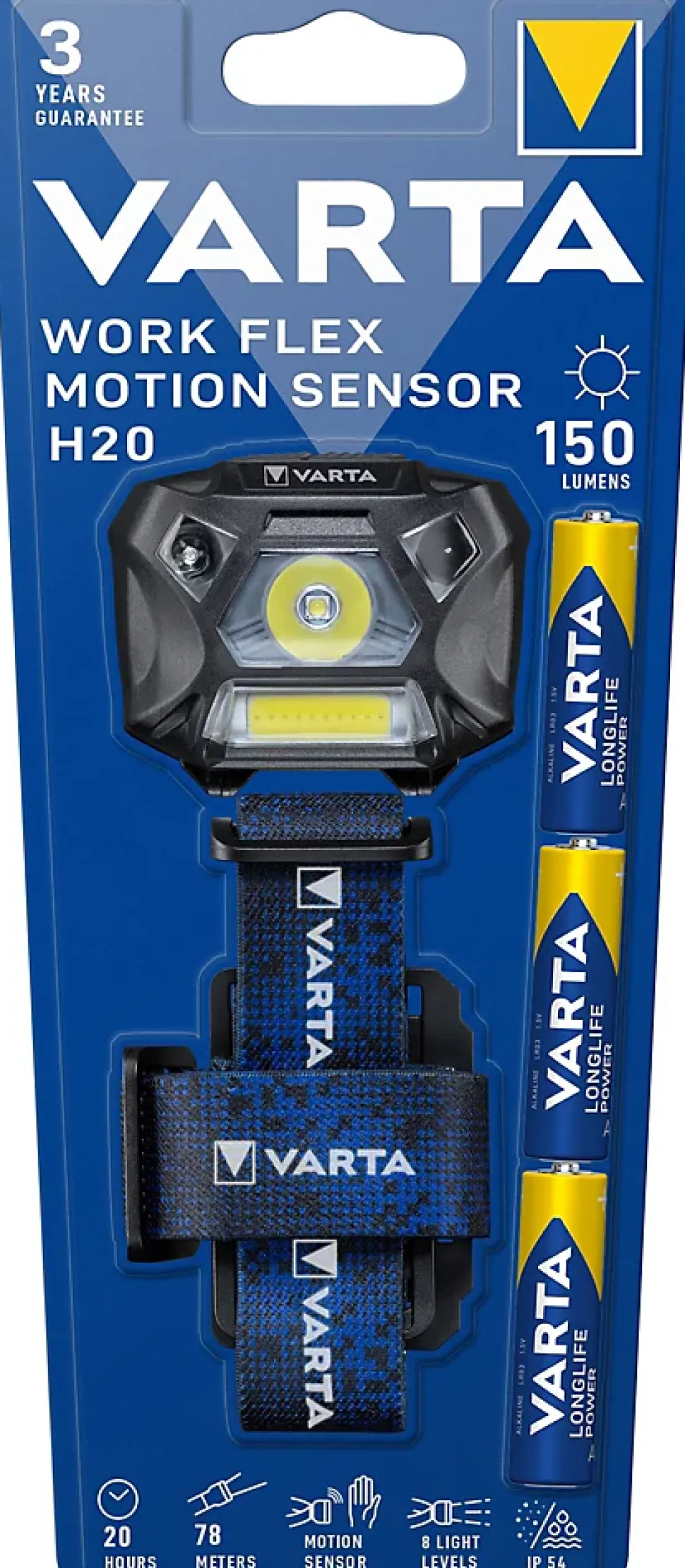 Lampe frontale indestructible Varta FM sens 150 lumens
