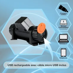 Lampe Frontale LED Waterproof Rechargeable USB - Réglable - Éclairage Puissant - Résistante Pluie et Humidité - x1