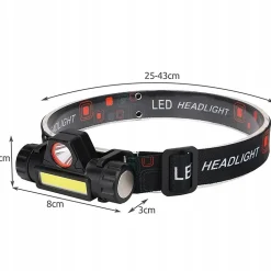 Lampe Frontale Torche Détachable Recharge USB Boîtier Orientable