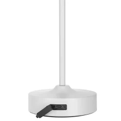 Lampe LED à accu/de table 'PINA' 30 cm de haut, en métal (blanc) et verre (blanc), LEDs intégrés, blanc chaud