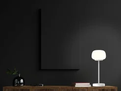 Lampe LED à accu/de table 'PINA' 30 cm de haut, en métal (blanc) et verre (blanc), LEDs intégrés, blanc chaud