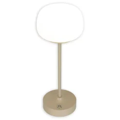 Lampe LED à accu/de table 'PINA' 30 cm de haut, en métal (beige) et verre (blanc), LEDs intégrés, blanc chaud