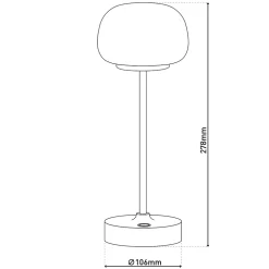 Lampe LED à accu/de table 'PINA' 30 cm de haut, en métal (beige) et verre (blanc), LEDs intégrés, blanc chaud