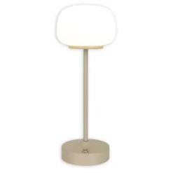 Lampe LED à accu/de table 'PINA' 30 cm de haut, en métal (beige) et verre (blanc), LEDs intégrés, blanc chaud
