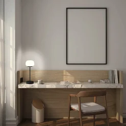 Lampe LED à accu/de table 'PINA' 30 cm de haut, en métal (noir) et verre (blanc), LEDs intégrés, blanc chaud