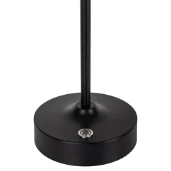 Lampe LED à accu/de table 'PINA' 30 cm de haut, en métal (noir) et verre (blanc), LEDs intégrés, blanc chaud
