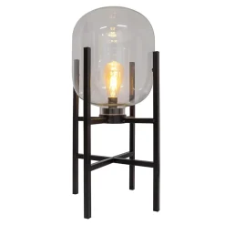 Lampe LED sur socle 'LORA' hauteur 58 cm, en métal et verre, en métal noir et verre clair, pour l'intérieur et l'extérieur