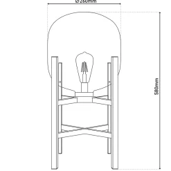 Lampe LED sur socle 'LORA' hauteur 58 cm, en métal et verre, en métal noir et verre clair, pour l'intérieur et l'extérieur