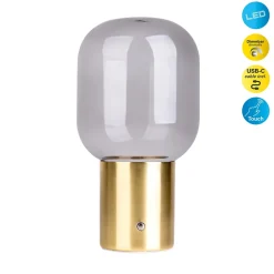 Lampe table accu ALBERO métal laiton verre LED fixes dimmable capteur tactile hauteur 25cm