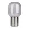 Lampe table accu ALBERO métal chromé verre LED fixes dimmable capteur tactile hauteur 25cm
