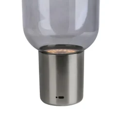 Lampe table accu ALBERO métal chromé verre LED fixes dimmable capteur tactile hauteur 25cm