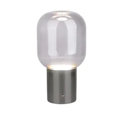 Lampe table accu ALBERO métal chromé verre LED fixes dimmable capteur tactile hauteur 25cm