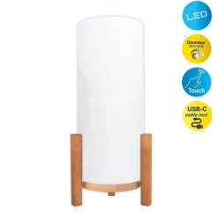 Lampe table accu MADITA H 48cm blanc naturel LED intégrée intensité variable capteur tactile