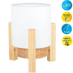 Lampe table accu MADITA H 19cm blanc naturel LED intégrée intensité variable capteur tactile