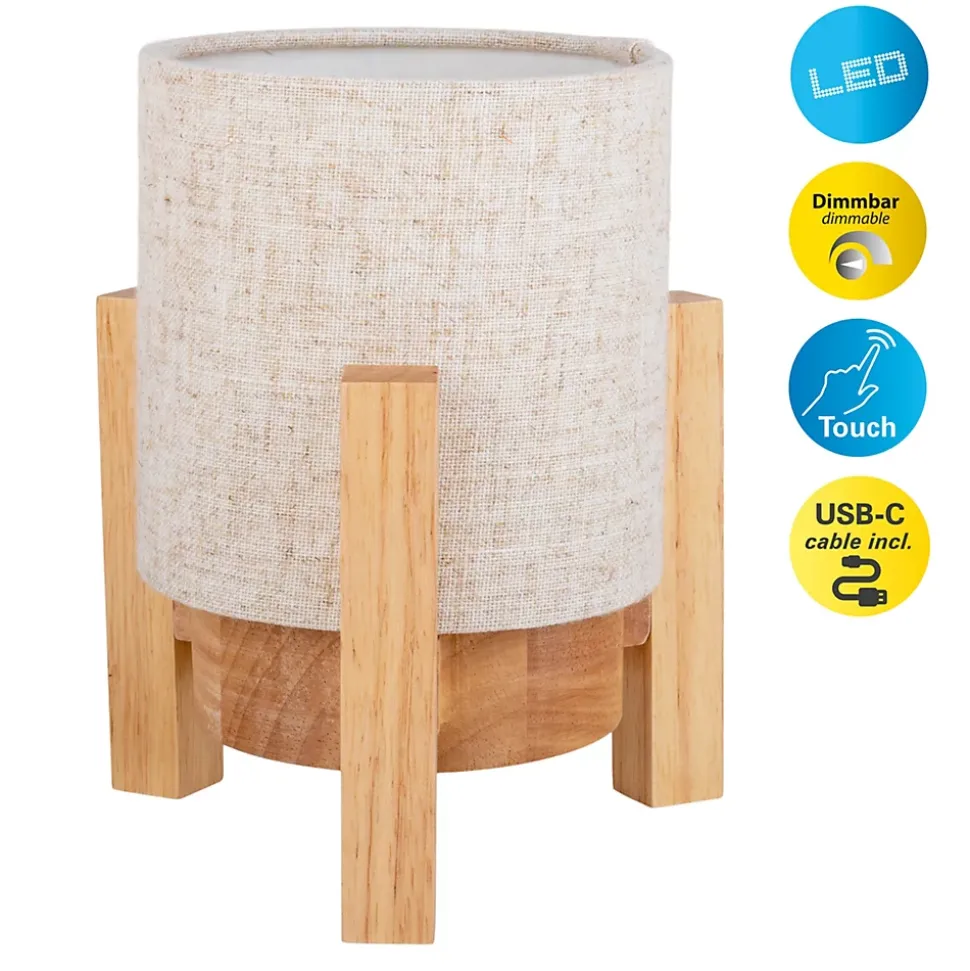 Lampe table accu MADITA H 19cm blanc naturel LED intégrée intensité variable capteur tactile