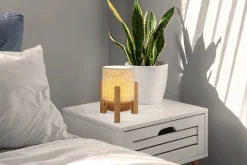 Lampe table accu MADITA H 19cm blanc naturel LED intégrée intensité variable capteur tactile