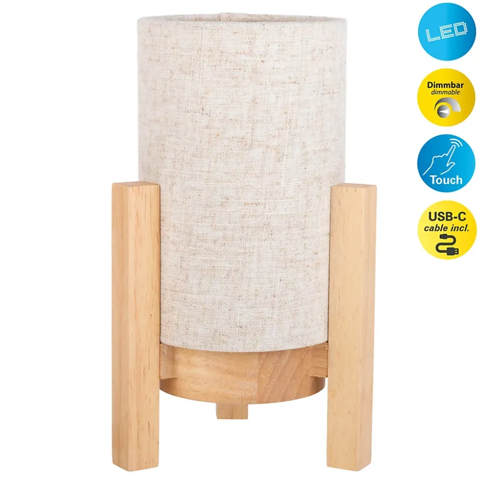 Lampe table accu MADITA H 25cm blanc naturel LED intégrée intensité variable capteur tactile
