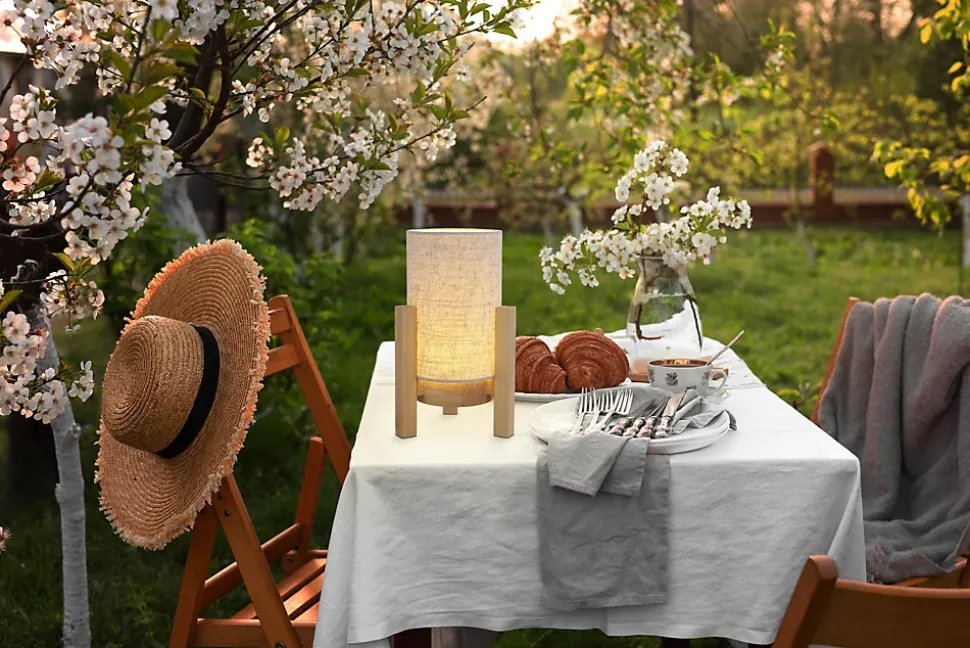 Lampe table accu MADITA H 25cm blanc naturel LED intégrée intensité variable capteur tactile