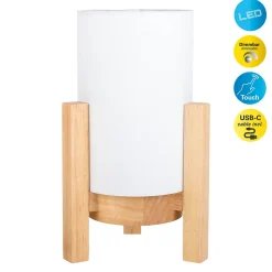 Lampe table accu MADITA H 25cm blanc naturel LED intégrée intensité variable capteur tactile