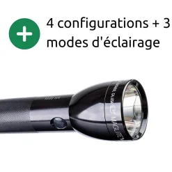 Lampe torche LED ML300L - IPX4 - 2 piles type D - 487 lumens - 23.1cm - Noir - Maglite