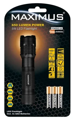 Lampe torche Maximus Powered by Duracell M-FL-031-DU - 650lm