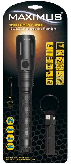 Lampe torche rechargeable Maximus M-FL-006B-BL-H - 1200lm