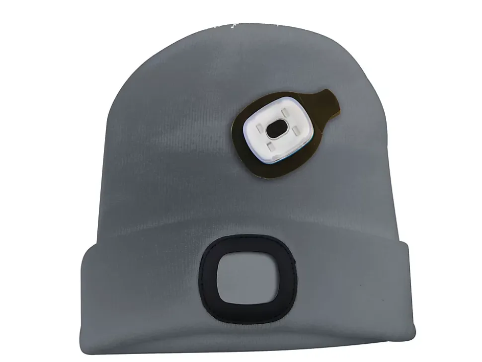 LIGHTHOUSE : Bonnet avec frontale LED rechargeable. Gris foncé