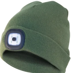LIGHTHOUSE : Bonnet avec frontale LED rechargeable. Vert
