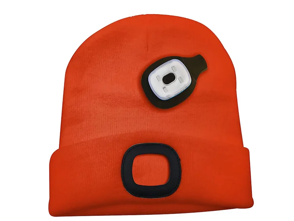 LIGHTHOUSE: Bonnet avec lampe frontale LED rechargeable. Orange