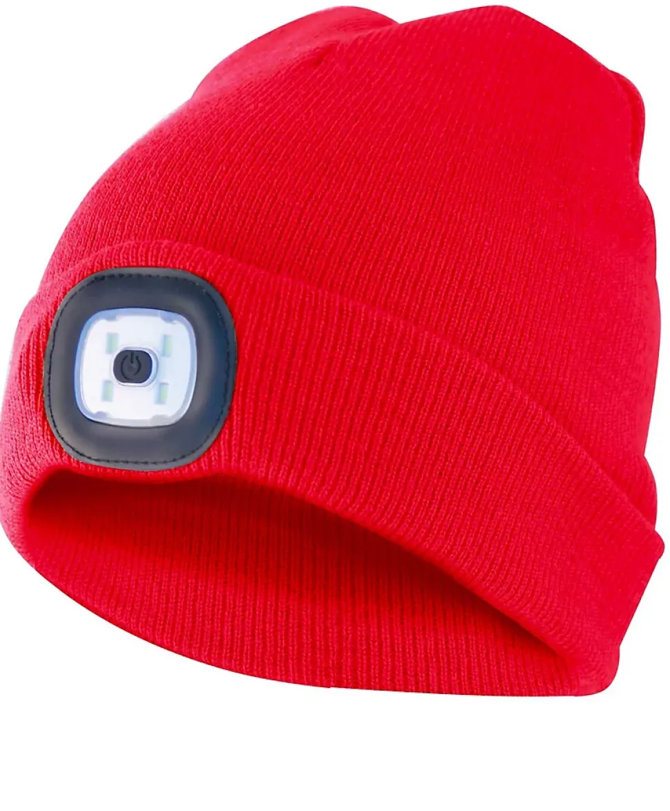 LIGHTHOUSE: Bonnet avec lampe frontale LED rechargeable. Rouge