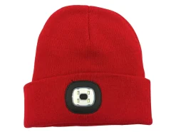 LIGHTHOUSE: Bonnet avec lampe frontale LED rechargeable. Rouge