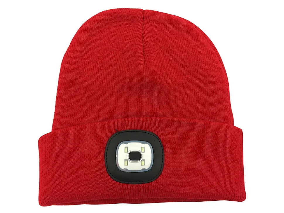 LIGHTHOUSE: Bonnet avec lampe frontale LED rechargeable. Rouge