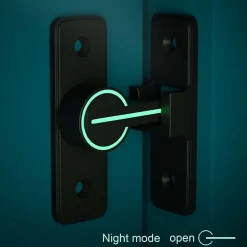 Loquet de porte coulissant lumineux à 90 degrés, avec 4 vis (noir)